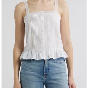 NWT - Alex Mill White Ruffle Top